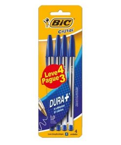 CANETA BIC CRISTAL AZUL C/4UN