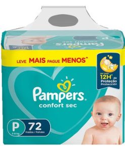 FRALDA PAMPERS CONFORT SEC BAG P 72UN