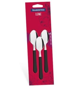CONJ TRAMONTINA COLHER P CHA PRETO 3PC