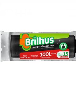SACO LIXO BRILHUS ROLO 100L UN