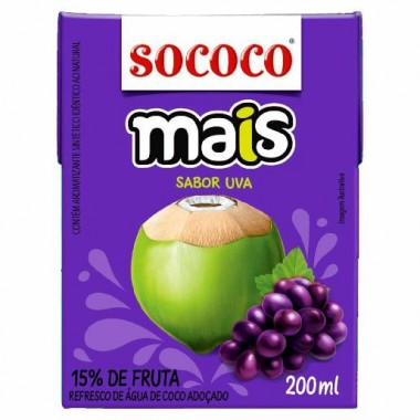 AGUA DE COCO SOCOCO MAIS UVA 200ML