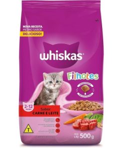 RACAO WHISKAS FILHOTES CARNE/LEITE 500GR