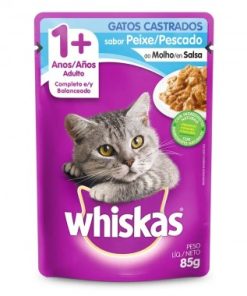 RACAO WHISKAS CASTRADO PEIXE SACHE 85GR