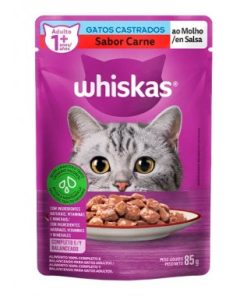 RACAO WHISKAS CASTRADOS CARNE SACHE 85GR