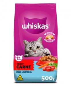 RACAO WHISKAS GATOS CASTRADOS CARNE 500G