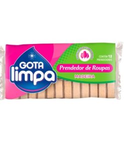 PRENDEDOR MADEIRA GOTA LIMPA 12UN