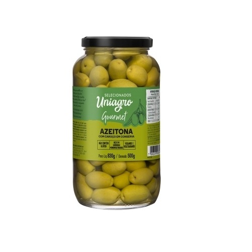 AZEITONA UNIAGRO VERDE C/CAROCO 500g AZEITONA UNIAGRO VERDE C/CAROCO 500G