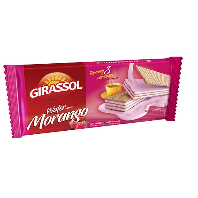 BISCOITO WAF GIRASSOL MORANGO 60GR