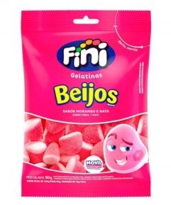 BALA FINI GELATINA BEIJOS MORANGO 90GR