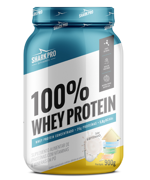 WHEY SHARK 100PC CONC LEITE 900G